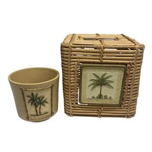 Beth Yarbrough Palm Tree Tissue Paper Holder Cover Wicker Bathroom Decor